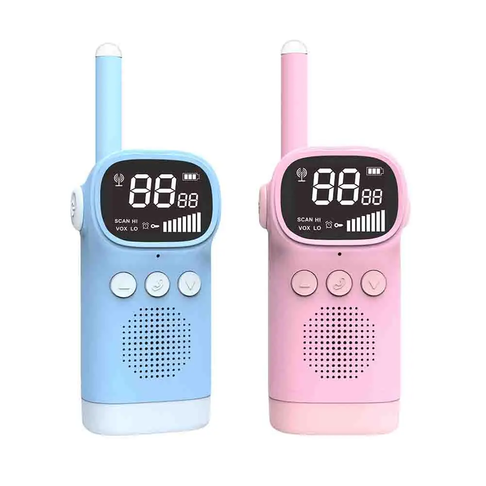 

2Pcs Walkie Talkie for Children Long Range 3km Kids Walkie Talkie LCD Display Child Interphone with Lanyard Children Toy