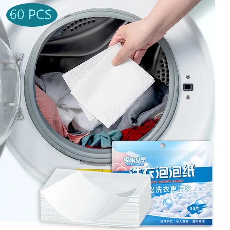 

60-150 Pc Laundry Detergent Sheets Easy Dissolve Laundry Tablets Strong Deep Cleaning Detergent Laundry Soap for Washing Machine