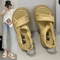 2022 korean style trendy irregular twisted wedge sandals womens spring and summer new beach sandals ins style womens shoes