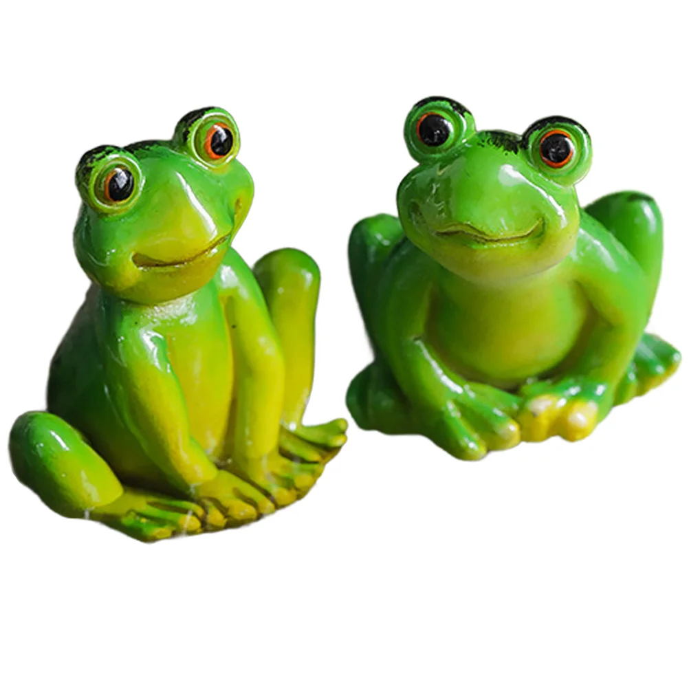 

2 Pcs Fish Tank Accessories Resin Animal Decor Micro Scene Decors Mini Frog Statue Modeling Ornaments Landscape