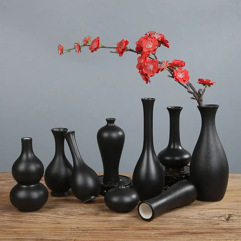 

Hot Selling New Black Ceramic Flower Arrangement Small Vase Home Decoration Small Vase Tabletop Ornament Crafts