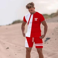 2022 men tracksuit set summer short sleeve t shirt suit fashion 2 piece set streetwear 3d print sports beach shorts man clothes