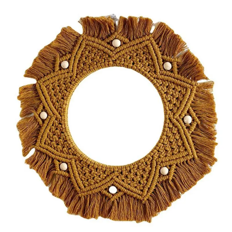 

Зеркало-Макраме настенное круглое с бахромой, в стиле бохо