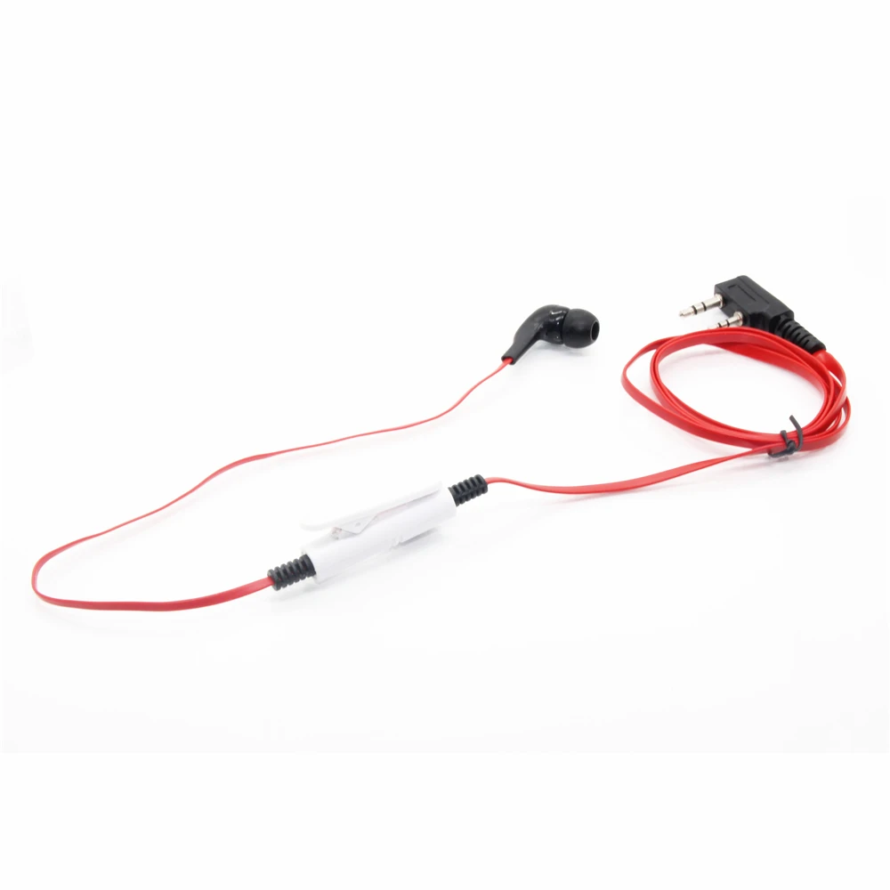 2 Pin Noodle Style Earbud Headphone K Plug Earpiece Headset For Baofeng Uv5R Bf-888S Uv5R Radio Red white