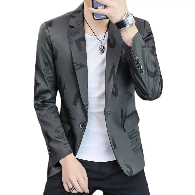 

NEW2023 весна-осень новые мужские блейзеры в Корейском стиле приталенные повседневные Костюмные куртки деловые мужские свадебные платья паль...