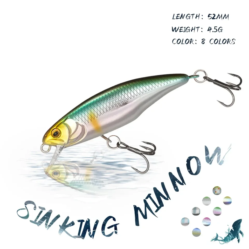 

52 мм/4,5 г новые тонущие длинные приманки для рыбной ловли в форме гольяна искусственная жесткая Приманка Карандаш для окуня щуки рыболовные ...