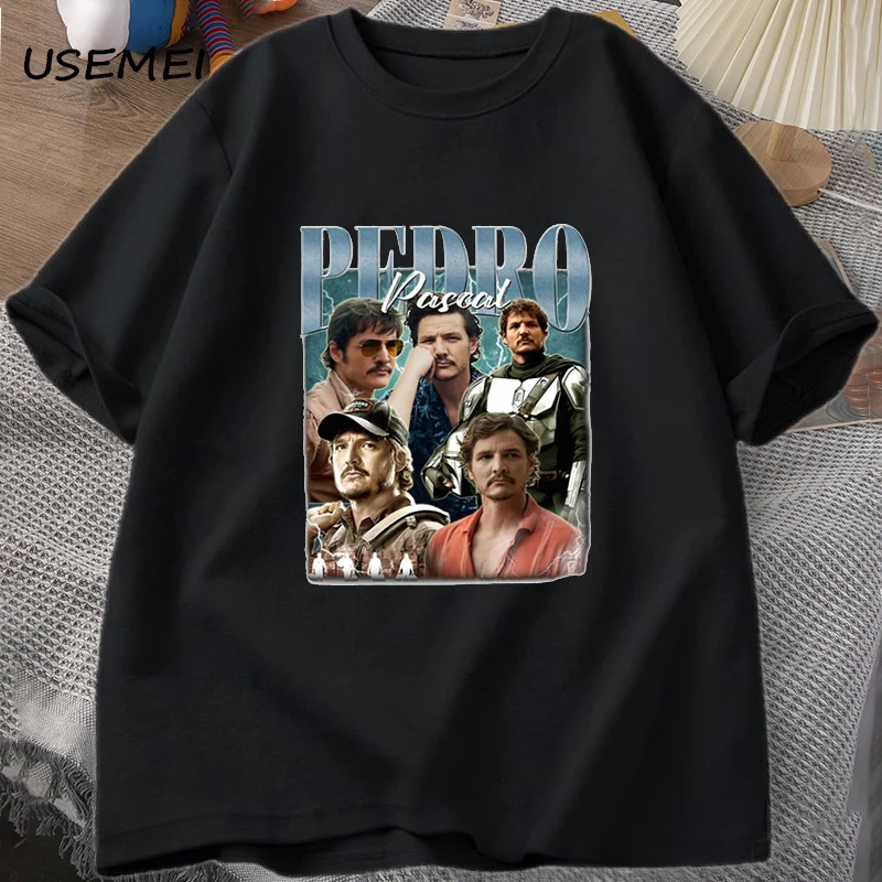 

Pedro Pascal Vintage T-Shirts Man Retro Pedro Meme Daddy Joel Miller T Shirt Men Women Cotton Short Sleeve Graphic Tees Clothes
