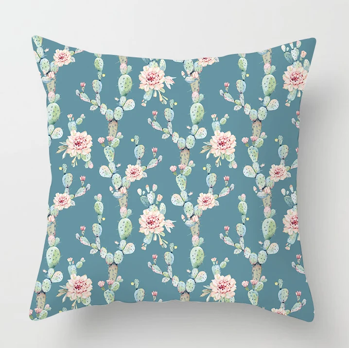

Green Succulents Print Pattern Decorative Home Pillowcase Square Office Decor Cushion Cover