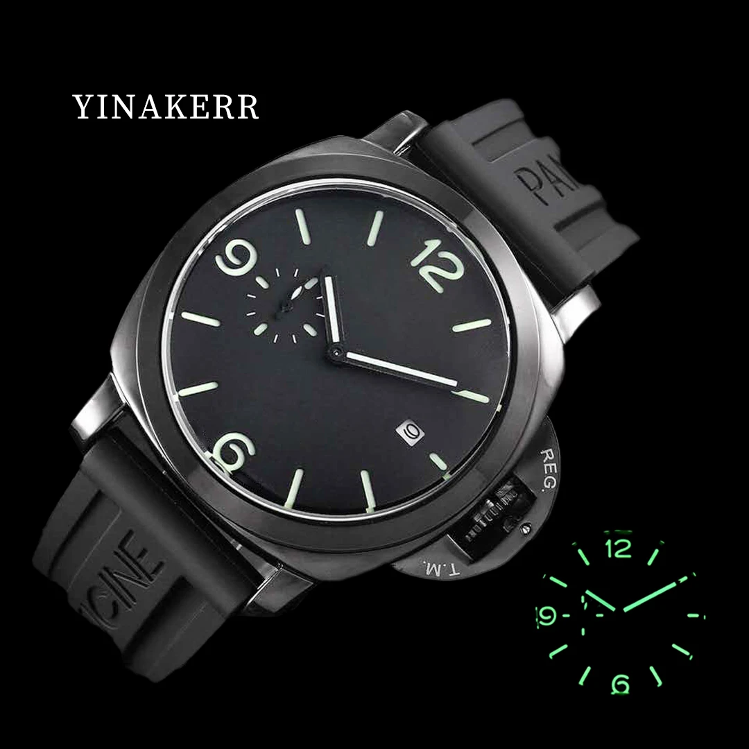 

YINAKERR Big Luxury Brand Quartz Watch for Men Silicone Band Super Luminous Chronograph Date Fashion Relogio Masculino PAN Clock