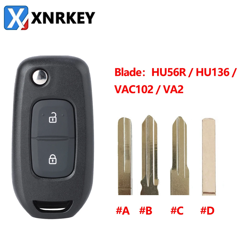 

XNRKEY Car Key 2 Button Flip Remote Control Smart Key for Renault Dacia Logan 2 Logan II 2018 2019 2020 HU136 HU56R VAC102 VA2