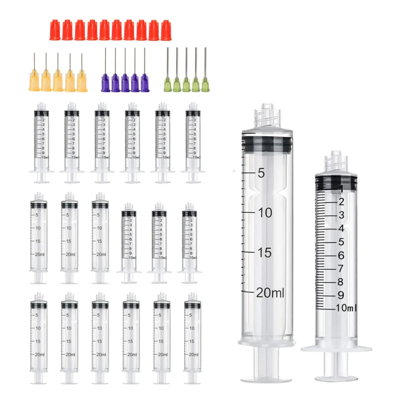 5-12pc 3-20ml Capacity Syringe Crimp Sealed with Blunt Needle Tips & Caps Transparent Syringes For Industrial Glue Oil Ink Usage