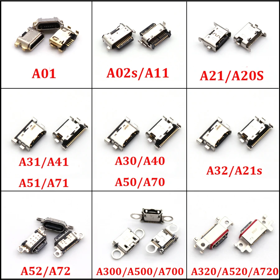 10 шт. USB-разъем для зарядки Samsung A01 A11 A21 A20S A31 A51 A71 A30 A50 A70 A32 A52 A72 A300 A500 A320 A520 док-разъем
