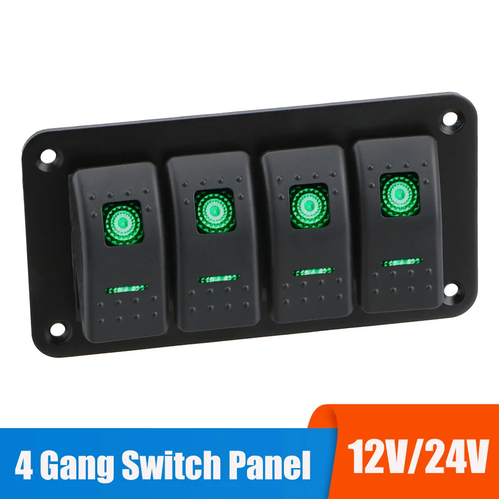 

4 Buttons Car Switch Panel Interior Parts LED Light Toggle Control Automobile Accessories for Marine RV Caravan Boat 12V 24V