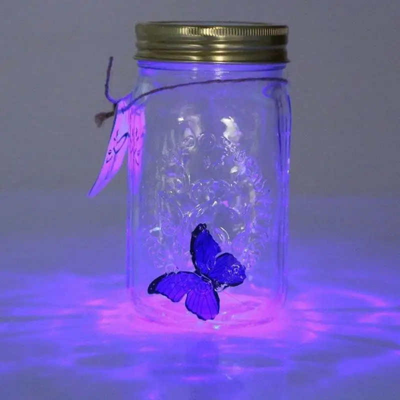 

Magic Flying Butterfly Jar LED Lamp Glass Mason Jar Simulation Animated Butterfly Fly Insect Collecting Bottle Home Decor