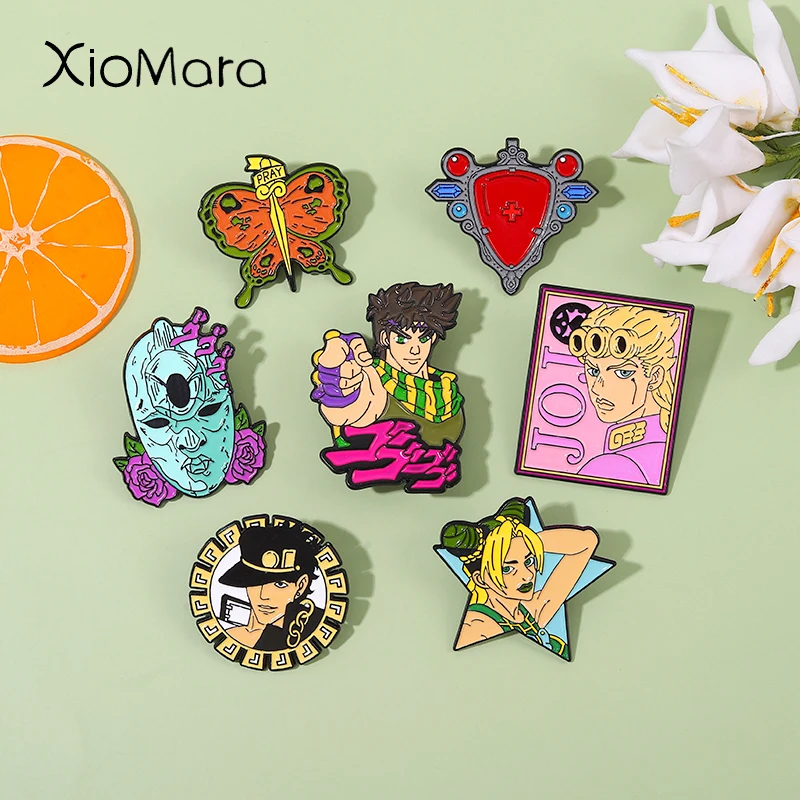 Броши с эмалью в виде героев мультфильма Джоджо Приключения |