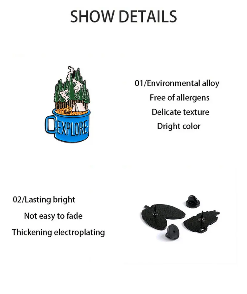 Изучите лес легкие эмалевые булавки изготовленные на заказ броши для чашки