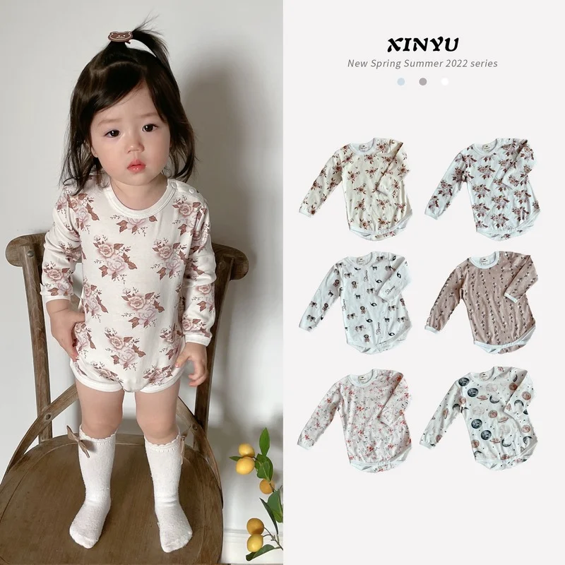 

Baby Romper Onesie Ins Boy Girl Baby Cotton Printing Long-sleeved Romper 2022 Spring Newborn Bodysuits Outing Clothes