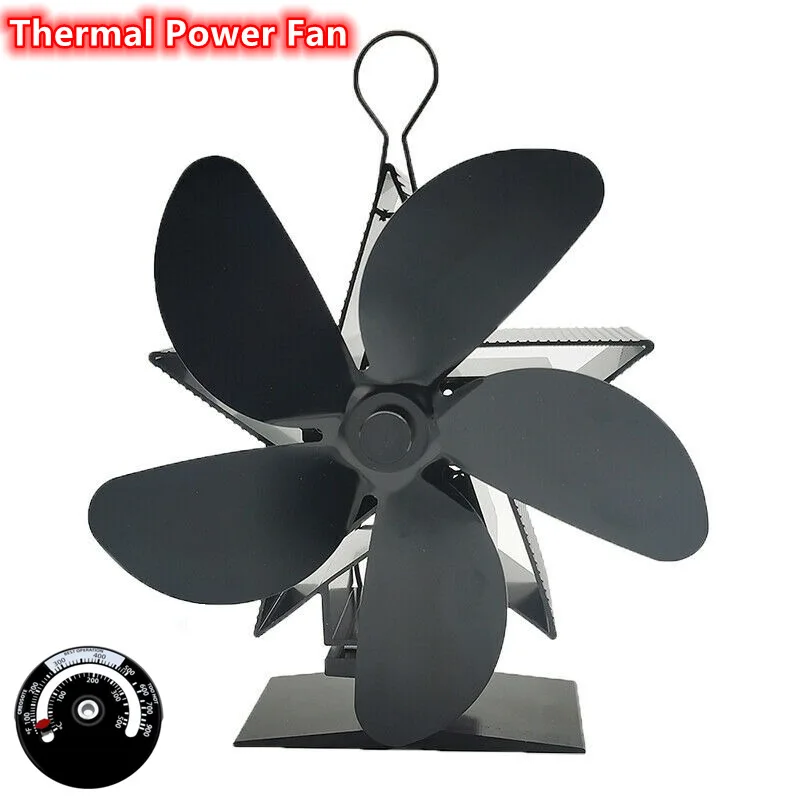 

Черный цвет, с 5 лопастями, нагреваемый вентилятор для плиты, без батареи или электричества, необходима деревянная горелка, экологически чистый тихий вентилятор