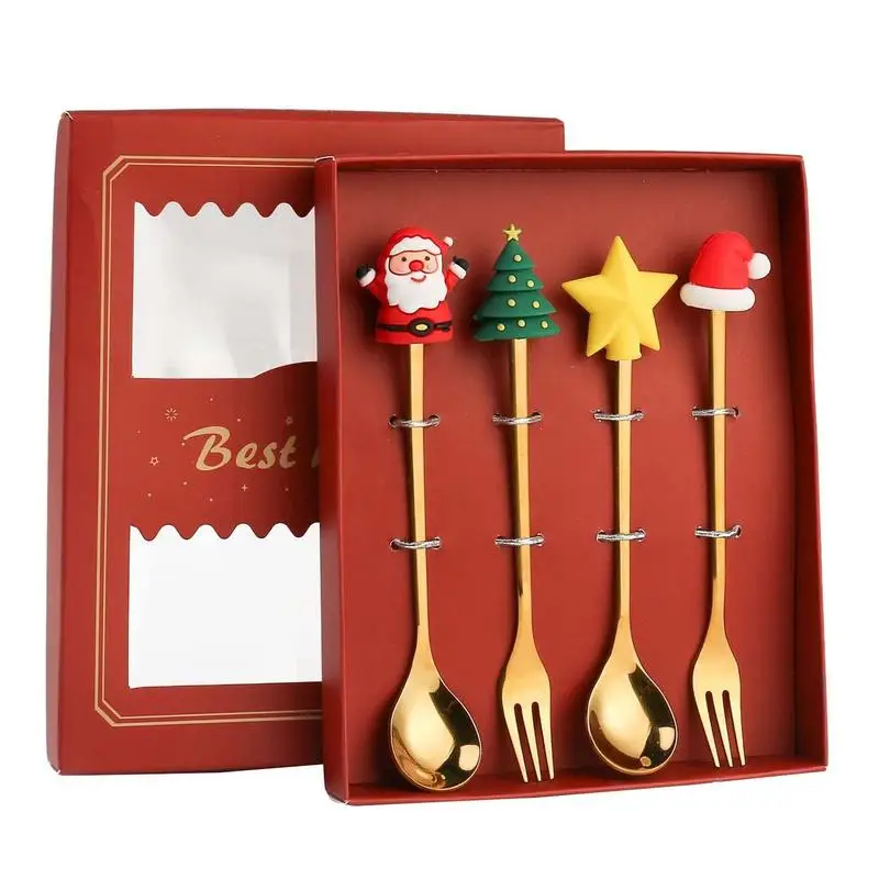 

4 шт., ложка-вилка из нержавеющей стали в подарочной коробке
