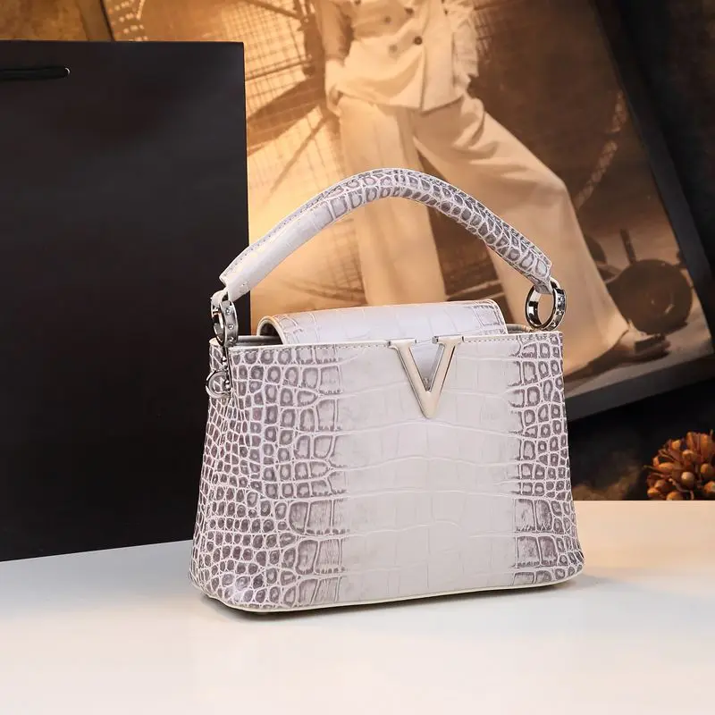 Женская сумка из натуральной кожи с крокодиловым узором женская маленькая через