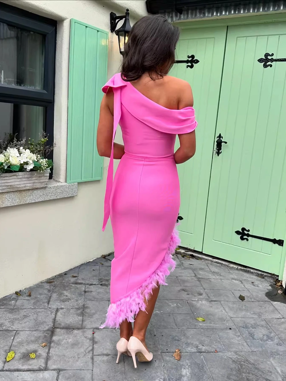 Модные женские вечерние платья асимметричное коктейльное платье с перьями