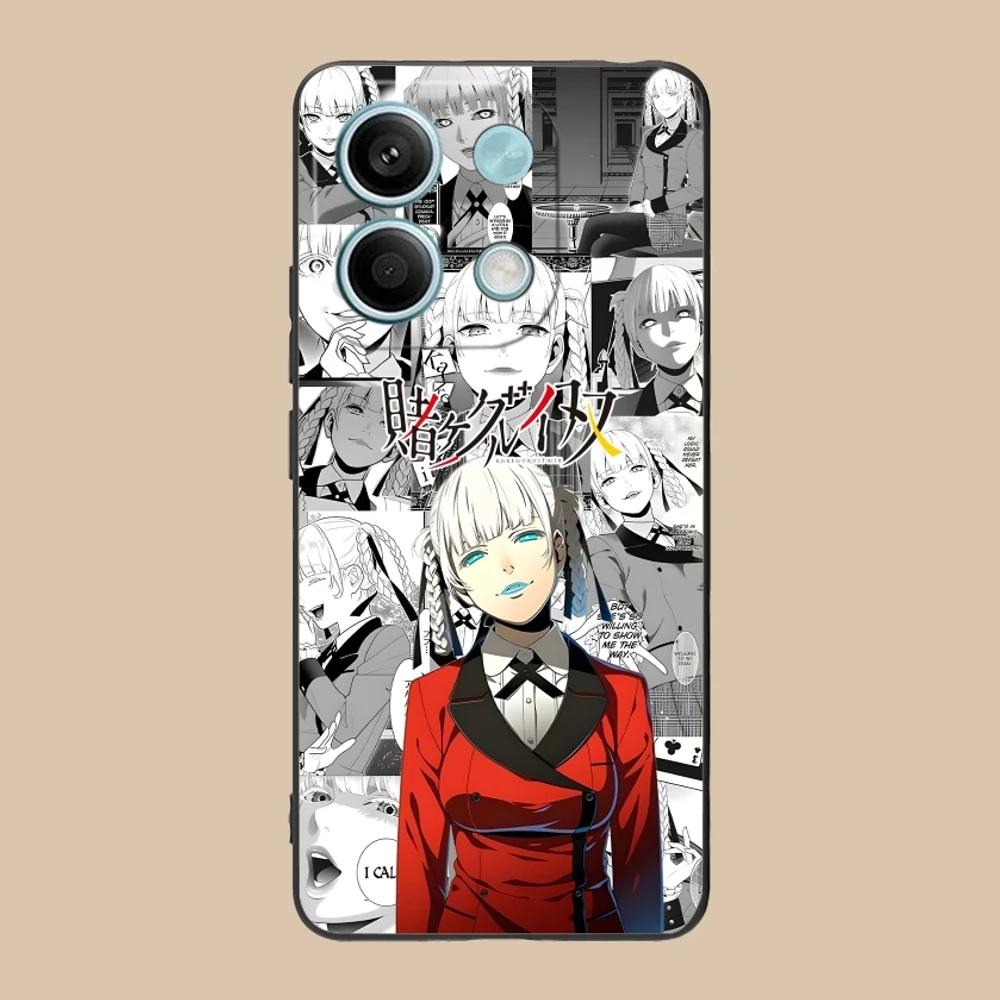 Kakegurui Kirari Anime Mobile Cell Phone Case for Xiaomi Redmi 14 13 13C 12 12C 10 10C A1 A2 A3 Plus 5G Black Cover Shell