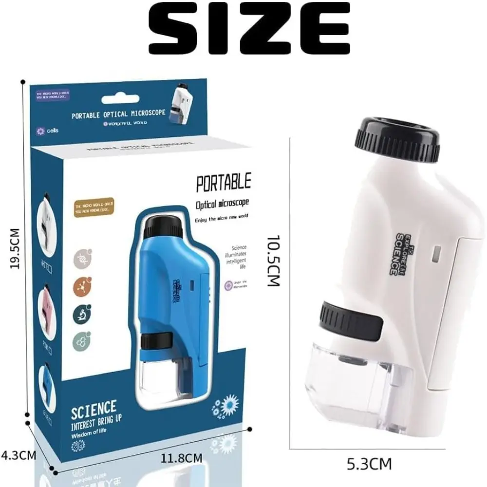 Ручной карманный микроскоп с держателем для телефона 60x-120x увеличение детский