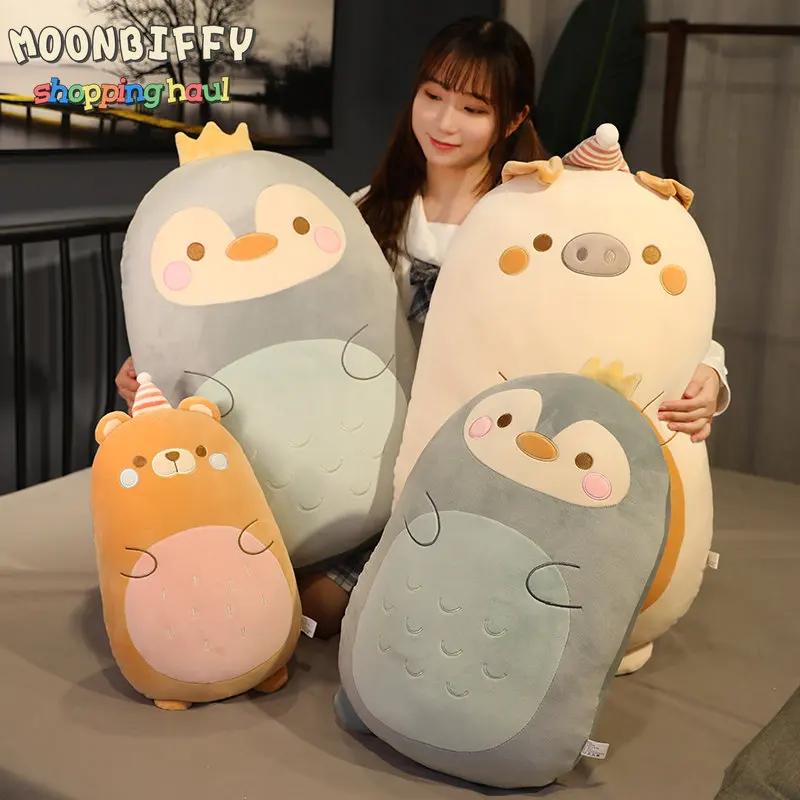 

45/60/80 см Мультяшные животные, динозавр, свинка, пингвин, плюшевый мишка, плюшевые игрушки, мягкая Милая Подушка, кукла, подушка, подарок для де...