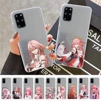 fhnblj genshin impact yae miko phone case for samsung s20 s10 lite s21 plus for redmi note8 9pro for huawei p20 clear case