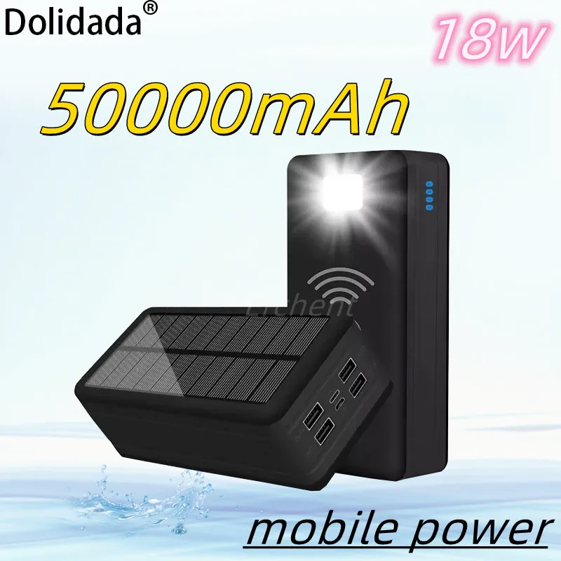 

The latest upgraded version 50000mAh, solar wireless power bank, 50ah, high power 18W super fast charge, outdoor power bank
