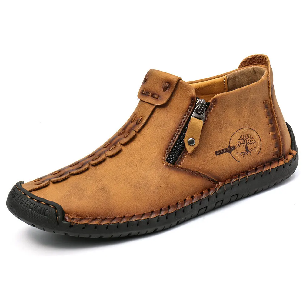 

2022 Autumn and Winter New Men's Martin Boots Large Size Zipper Men's Boots Outdoor Leisure Hand-sewn Tooling Boots