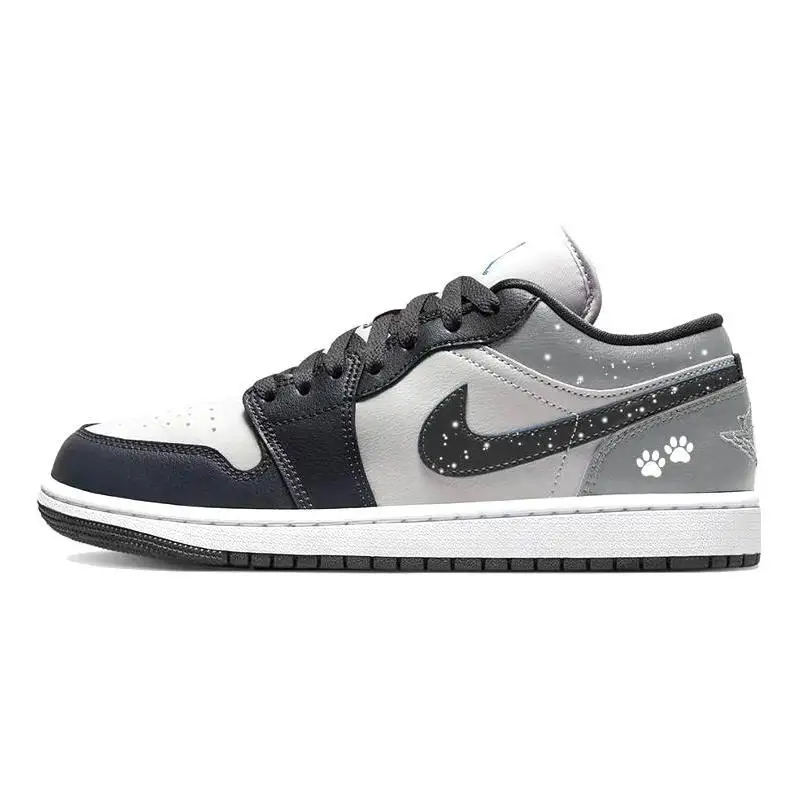 【Customize】Air Jordan 1 Vintage Basketball Shoes Unisex Low-top Black/Blue Sneakers shoes DC0774-040