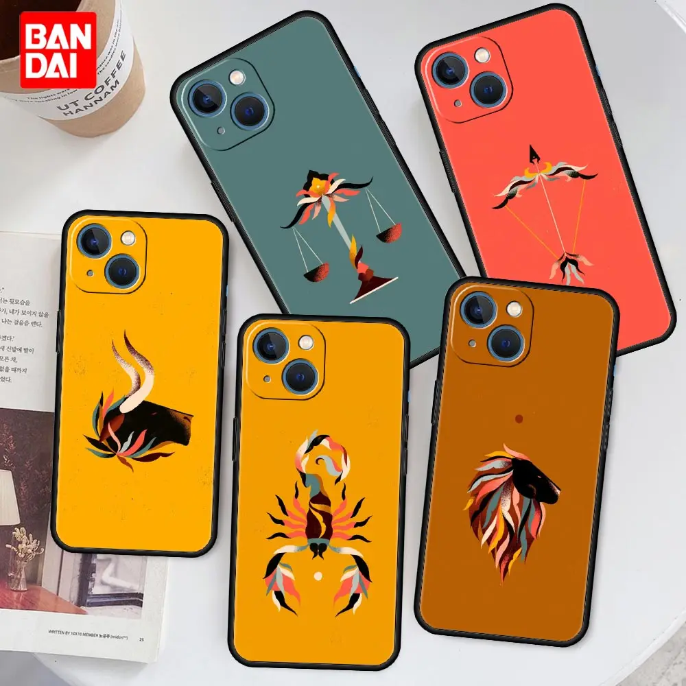 

Constellation Zodiac Case for iPhone 13 12 11 X XS Pro Max 6 6s 7 8 Plus SE XR 12pro 13pro Mini Thin Matte Silicone Black Cover