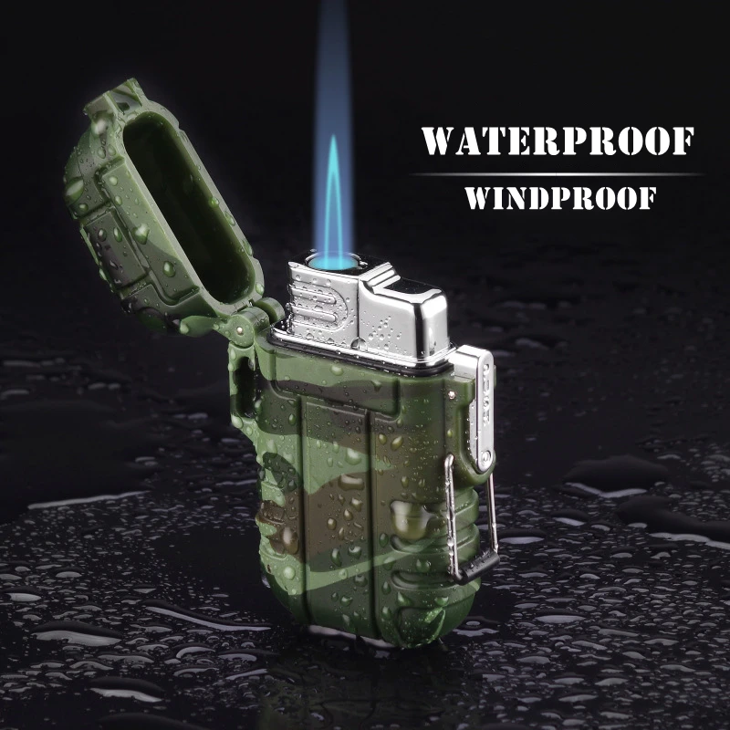 

Waterproof Butane Gas Lighter Outdoor Adventure Jet Torches Lighter Windproof Jet Blue Flame Smoking Accessories with Lanyards