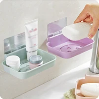 1pc seamless trace wall mounted soap box hollow smile face drainage soap dish tray bathroom beautiful bathroom storage