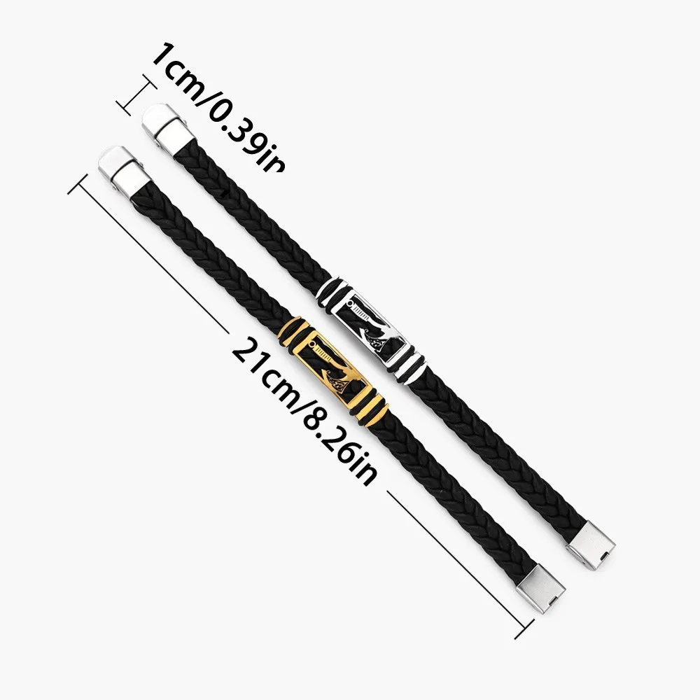 Новый Винтажный металлический плетеный кожаный браслет Tomahawk модный мужской