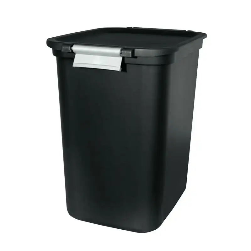 

gal Hinged Locking Lid Plastic Kitchen Trash Can, Black Kitchen garbage Mini cubo basura Garbage bags Trash rack gallon trash c