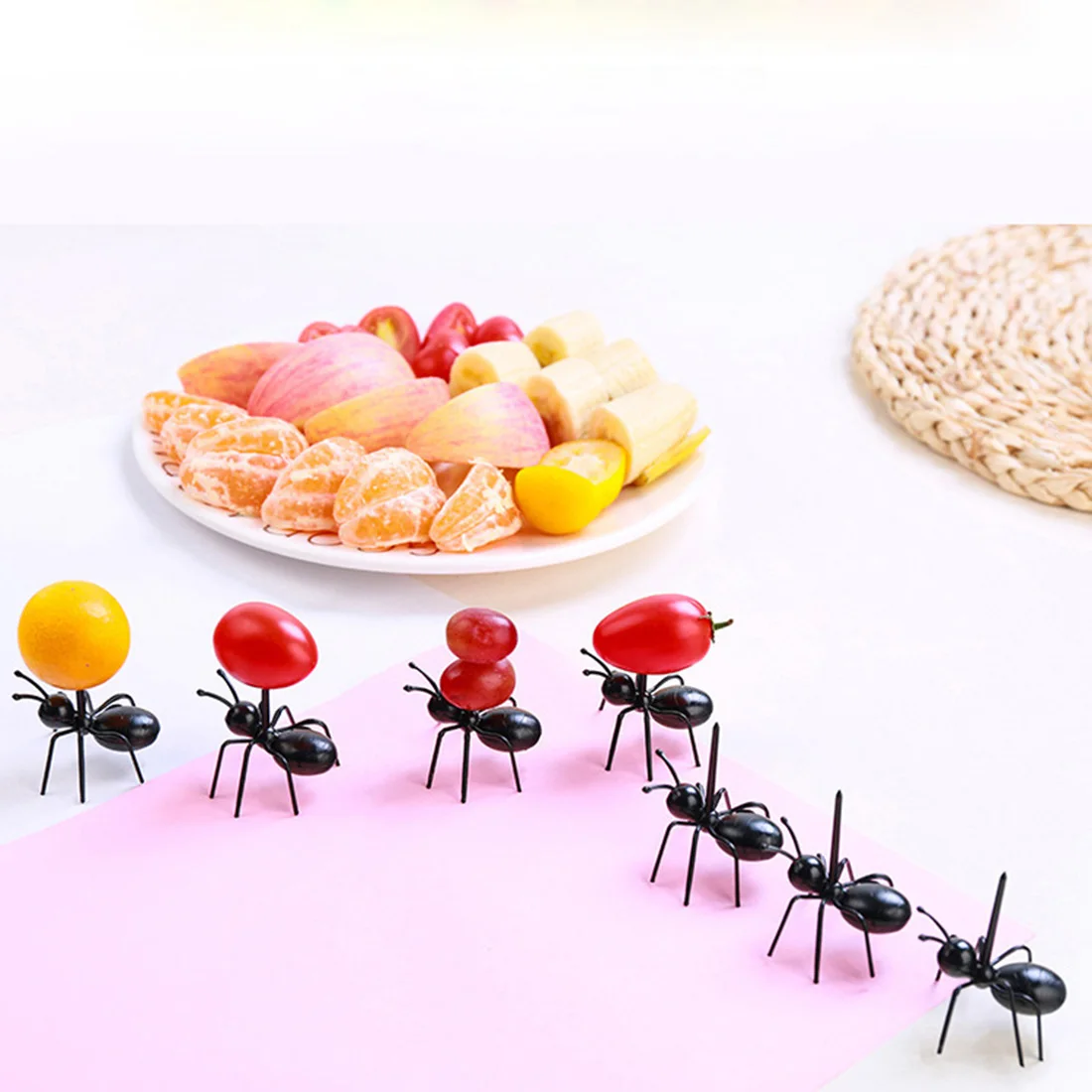

12 PCS Ants Food Fruit Picks Decoration Ant Shape Forks Snack Cake Dessert Tableware For Home Kitchen Party Fruit Toothpicks