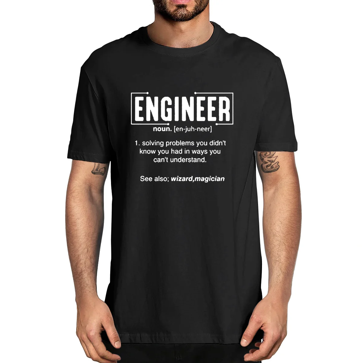 

Unisex Cotton Engineer Dad Definition Noun Funny Summer Men's Short Sleeve Novelty T-Shirt Women Casual Streetwear EU Oversize