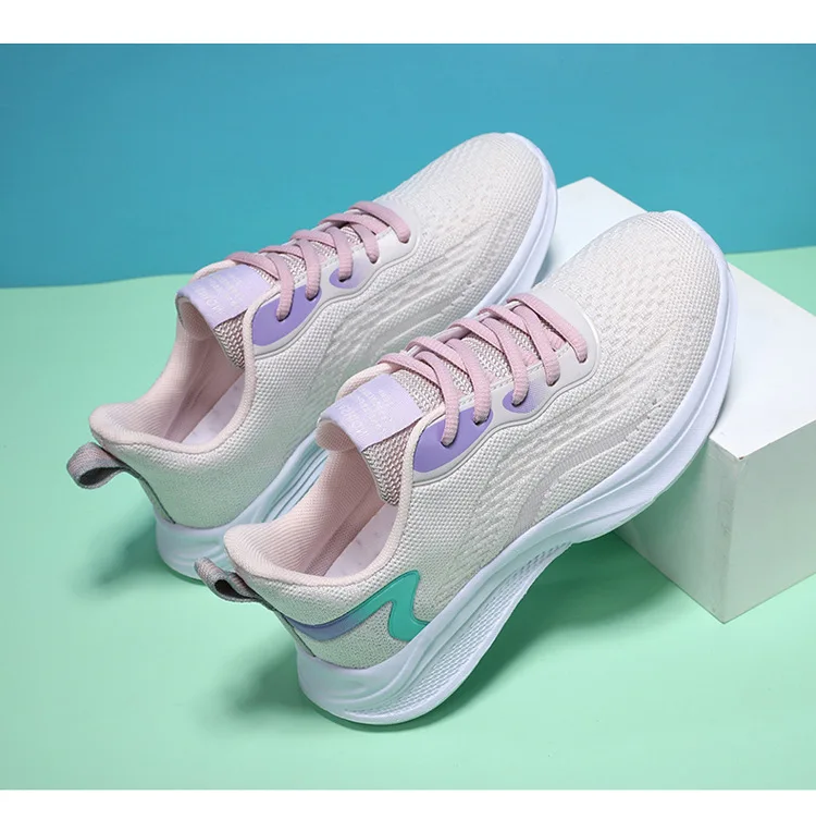 Flat Ladies Shoes 2023 New Sneakers Women Shoes Breathable Walking Mesh Flat Shoes Comfortable Mesh Lace-Up Ladies Sport Shoes