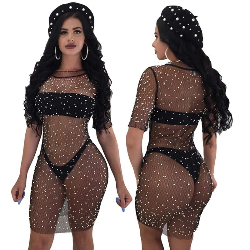 

Women Perspective Summer Swimsuit Swimwear Beach Dress Cover Up Evening Bandage Party Cocktail Sexy Dress 2022
