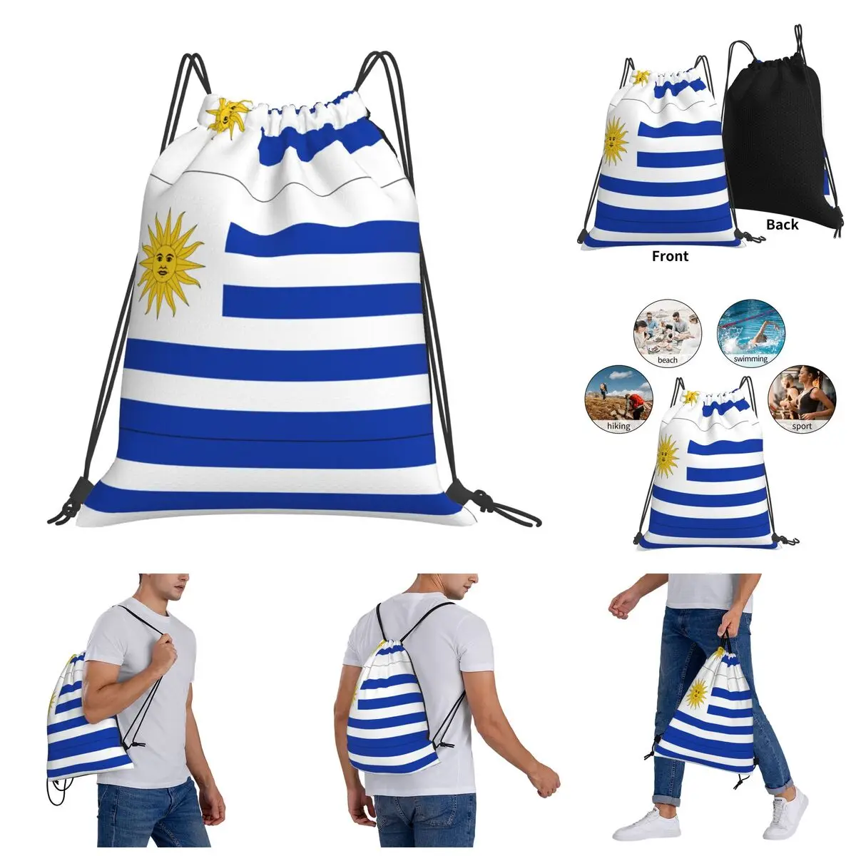 

Drawstring Bags Gym Bag Uruguay Flag Uruguay Flag (2) Backpack Funny Novelty Graphic Cool Blanket roll