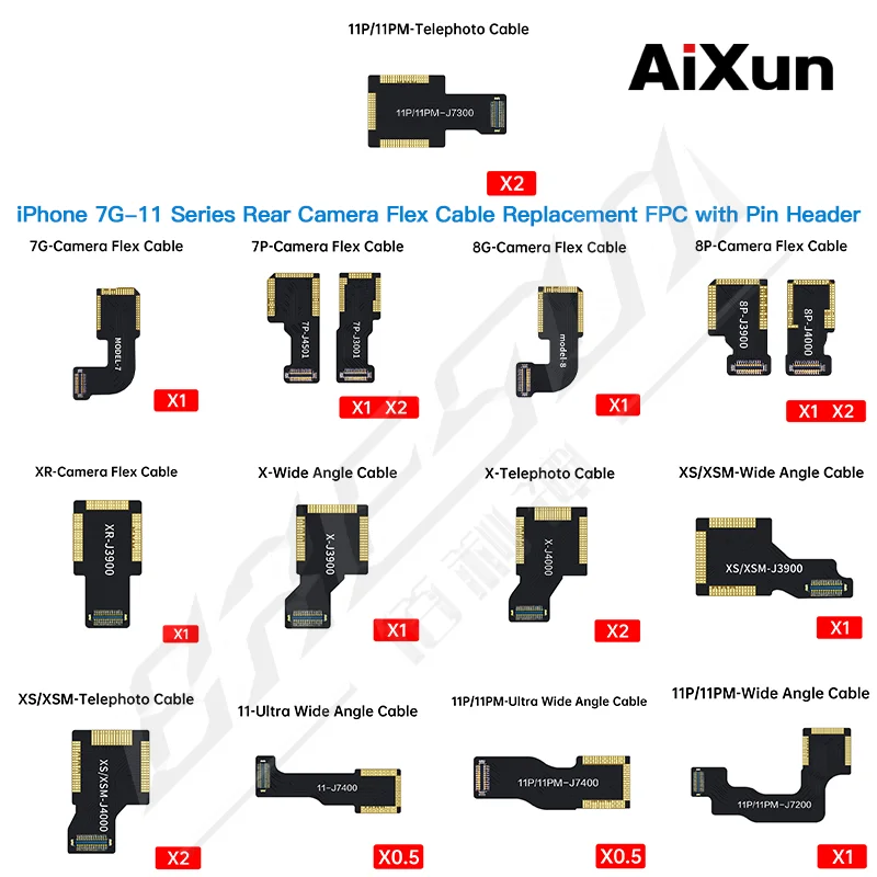 

Кабель JCID AIXUN для камеры заднего вида, гибкий кабель для iPhone 7 8 X XS XR 11 12 13 Pro Max, аксессуары для обслуживания задней камеры, пустой проводной кабель
