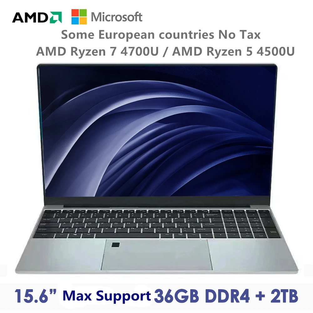 CARBAYTA  Max Ram 36GB Rom 2TB SSD Metal Computer 5G Wifi Bluetooth AMD Ryzen 4500U 4700U Windows 10 11 Pro Gaming IPS Laptop