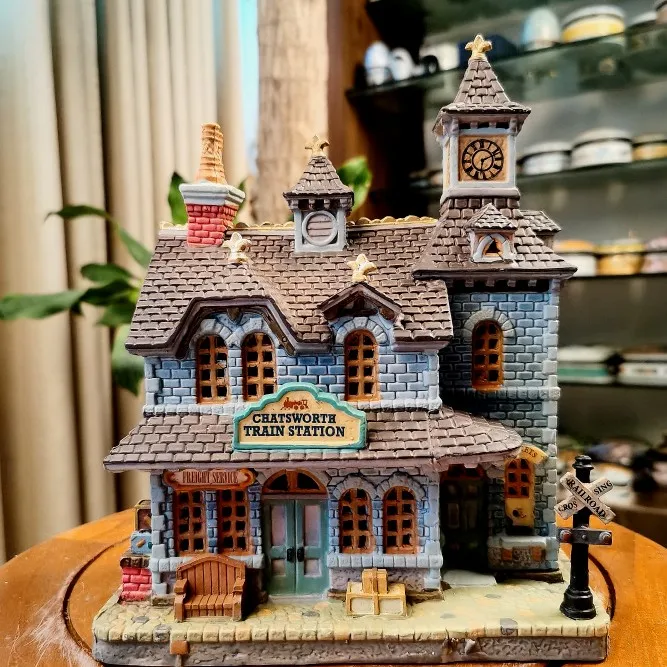 

Lemax креативная керамическая окрашенная Ночная лампа, миниатюрная версия Европейского здания, предметы интерьера, фотоподарок