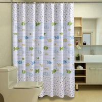 fish pattern shower curtain waterproof cute cartoon polyester cloth with 12 hooks bathroom diy with home decoration