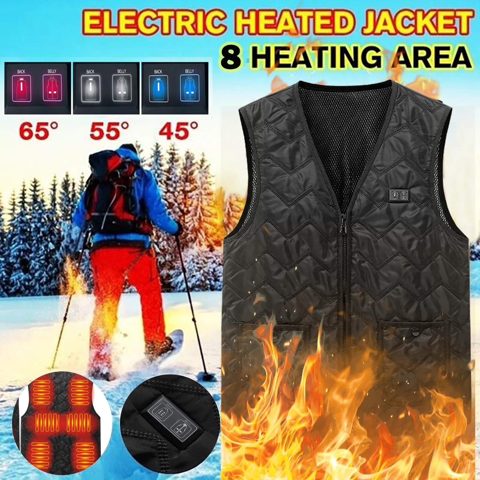 

Unisex 8 Areas Heated Jacket Usb Winter Outdoor Electric Heating Jackets Warm Thermal Coat Clothing Heatable Cotton Jacket Women