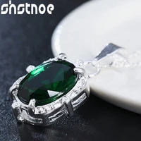 925 sterling silver 16 30 inch chain aaa green zircon pendant necklace for women engagement wedding gift fashion charm jewelry