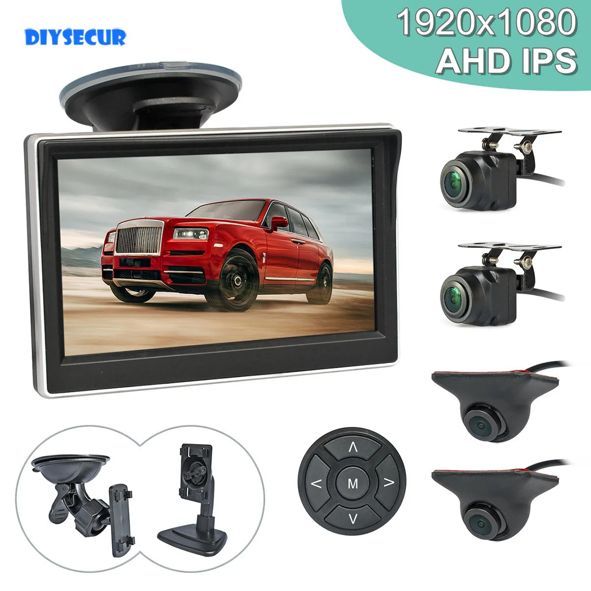 

5-дюймовый AHD IPS HD автомобильный монитор DIYSECUR 1920*1080P Starlight ночное видение камера заднего вида Водонепроницаемая для переднего/заднего вида/бокового вида