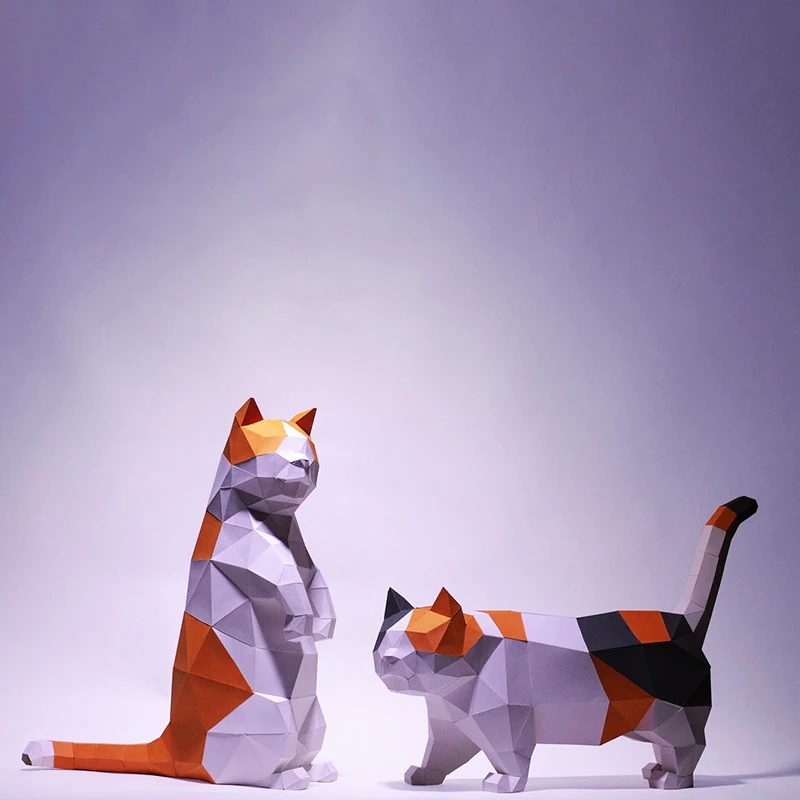 Кошка животное котенок бумажная модель Papercraft 3D домашний декор украшение для